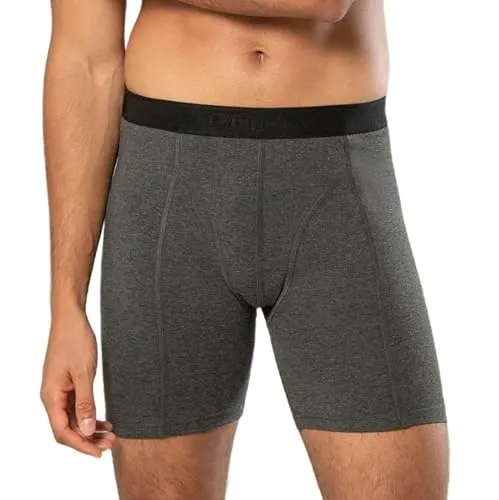 Erdem Men, Long Boxershorts, Premium Herren Unterwäsche, Boxer für Männer, Bequeme Unterhose Mann, Herren, Baumwolle, Elasthan, Atmungsaktiv, Anthrazit, L