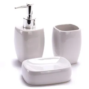 MSV Badaccessoires-Set Classic 140449, 3-teilig, aus Keramik, weiß