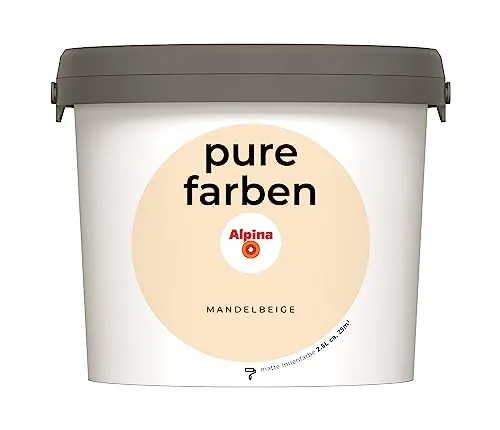 Alpina pure farben Wandfarbe – Mandelbeige - Farben: Strapazierfähige und atmungsaktive Innenfarbe, emissionsarm und geruchsneutral für ein optimales Raumklima – ideal für gesundes Wohnen.