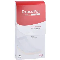 Dracopor Wundverband 10x20 cm - Steril, 20 ST - Pflaster für akute Wunden, atmungsaktiv mit hypoallergenem Kleber für zuverlässige Haftung und Schutz vor äußeren Einflüssen.