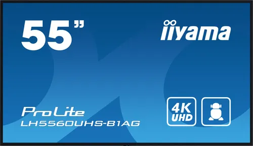iiyama ProLite LH5560UHS-B1AG - 55 Zoll 4K UHD Signage-Display, 500 cd/m² Helligkeit und integrierter Mediaplayer für effektives Marketing