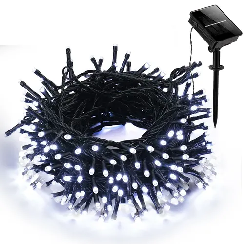 20M LED Solar Lichterketten Innen Außen 8 Beleuchtungsmodi Wasserdicht Outdoor Garten Party Beleuchtung Deko, Weiß