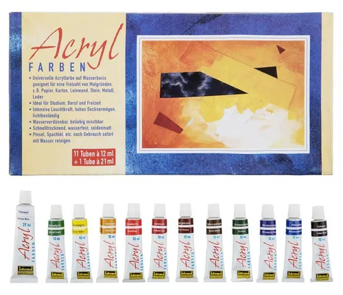  12 Tuben Acrylfarbe / Set 11x 12ml und 1x 21ml EUR 332,67 / l