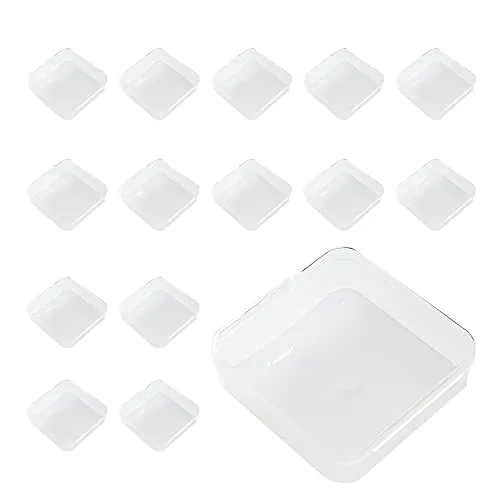 WYAN 15 Stück Plastik Transparent Aufbewahrungsbox,mit Deckel,für Kleine Perlen, Pillen, Schmuck, Schrauben Sortierbox, Bastelzubehör(6.4 x 6.4cm)