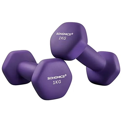 SONGMICS Hanteln, 2 x 1 kg, Hexagon Kurzhanteln, Neopren-Beschichtung