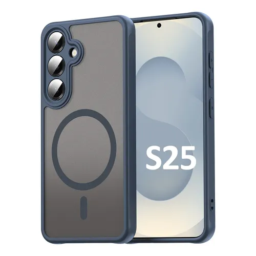 Magsafe Handyhülle für Samsung Galaxy S25 Matt Case Schutzhülle Kratzfest Blau