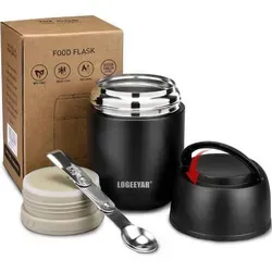 Thermobehälter 500ml Edelstahl mit faltbarem Löffel - Praktischer Warmhaltebehälter für Erwachsene, ideal für unterwegs. Mit 0,5 Litern Volumen und einem faltbaren Löffel ausgestattet, perfekt für jede Mahlzeit.