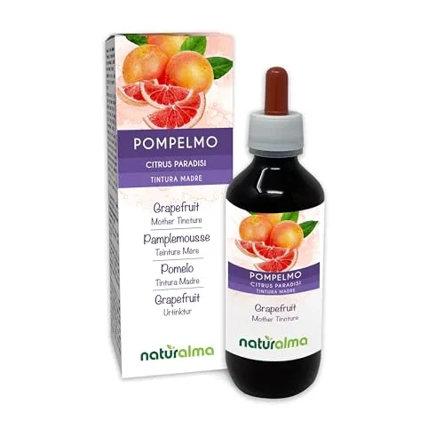 Grapefruit (Citrus paradisi) Samen Alkoholfreier Urtinktur Naturalma - Angereichert mit Vitamin C - Flüssig-Extrakt Tropfen 200 ml - Nahrungsergänzungsmittel - Veganer