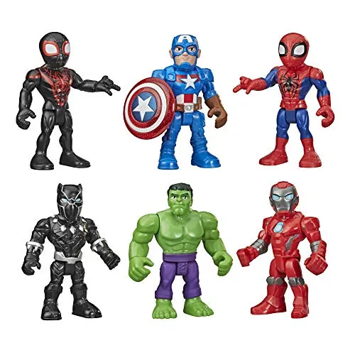 Playskool Heroes Marvel Super Hero Adventures 12,5 cm große Actionfiguren im 6er-Pack, inklusive Spider-Man und Hulk, ab 3 Jahren