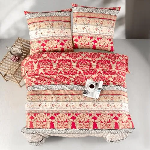 ZIRVEHOME Bettwäsche 200x200 Rot 3-teilig in rot von ZIRVEHOME