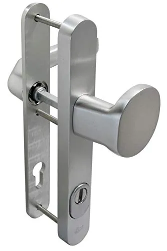 Schmalrahmen Schutzbeschlag SRG 9849 mit ZA Türdrücker - Türbeschläge in Silber Alu F1 mit hoher Lebensdauer, SKG3 Schutzklasse und modernem Design für langlebige Funktionalität und Sicherheit.