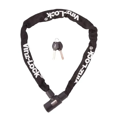 VINZ Ventoux Fahrradschloss Mit Schlüssel ø6mm | Kettenschloss für Fahrrad E-bike | Panzerschloss aus gehärtetem Stahl Schloss Kette | 90-200 cm (200cm)