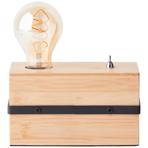 BRILLIANT minimalistische Tischleuchte BENNY | Tischlampe mit Schalter direkt an der Leuchte | 1x E27 Fassung max. 40W | Metall/Bambus