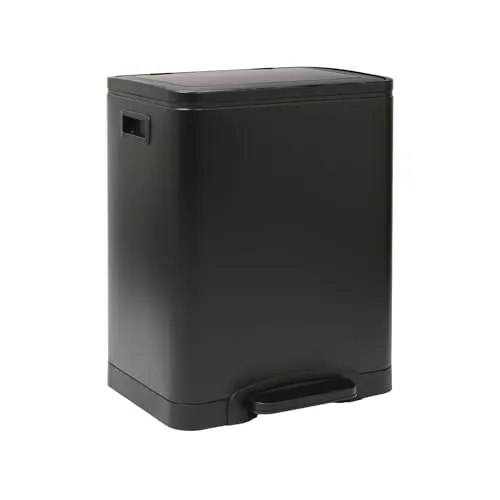 Harbor Housewares Edelstahl-Doppelküchen-Treteimer 30 l – Schwarz