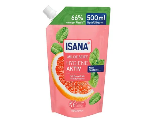 ISANA Flüssigseife Hygiene Aktiv, 500 ml, Nachfüllbeutel