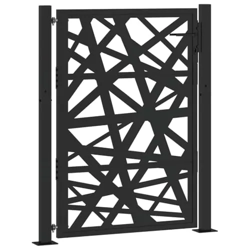 vidaXL Gartentor Schwarz 105x130 cm - Elegantes Stahl-Lichtdesign - Flügeltore, robustes und elegantes Gartentor aus verzinktem Stahl mit lasergeschnittenem Design und sicherem Schließsystem für optimalen Schutz.