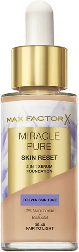 Max Factor Miracle Pure Skin Reset Foundation 30 ml - Flüssige Foundation für strahlende Haut - Make-up mit 2-in-1 Wirkung: Serum kombiniert mit flüssiger Foundation für einen gesunden Glow. Dermatologisch getestet, ideal für empfindliche Haut.