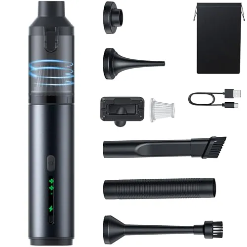 Aidisy Handstaubsauger Akku 16000PA, 4-in-1 Kabelloser Autostaubsauger mit USB-C Ladung, 30 Min Laufzeit, Mini Staubsauger für Auto, Haustiere, Sofa, Tastatur, Büro
