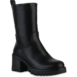 VAN HILL Damen Klassische Stiefeletten - Wanderschuhe mit Profil-Sohle und 7 cm Absatzhöhe, ideal für stilvolle Outdoor-Abenteuer in Frühling und Herbst.