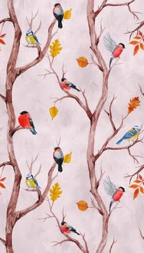 Livingwalls Vliestapete - Vintage Vögel in Rosa, Braun und Gelb - Tapeten für verschiedene Räume, hochwertige Vliestapete mit hoher Reißfestigkeit und brillanten Farben - ideal für ein freundliches Raumambiente.