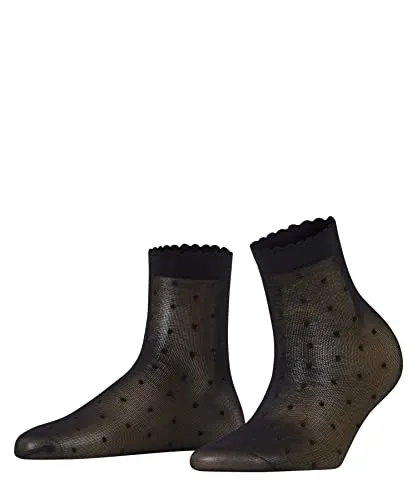 FALKE Damen Socken Dot 15 DEN W So transparent gemustert 1 Paar, Schwarz Black 3009, 35-38