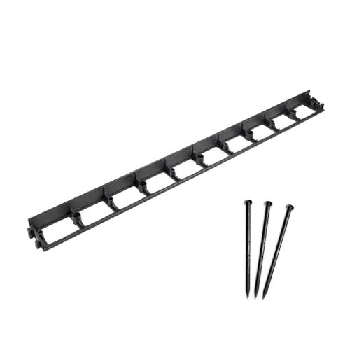 bepco Rasenkante - Pflasterkante 10er Set (LxH: 100 x 4,5 cm) - Flexible & Robustes Gartenabgrenzung für Rasen, Beet und Pflaster aus recyceltem Kunststoff, mit 30x Kunststoff-Erdanker