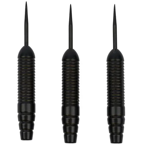 Kings Dart Dart Barrel-Set Black Star | Shark Grip für sicheren Halt | 3 Steeldart Barrels | Massives Messing 24 g | 51 mm Länge | 6 mm Durchmesser | Passend für alle Schäfte