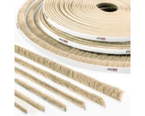 STEIGNER Duschdichtung Bürstendichtung selbstklebend 4mm Bürstenhöhe Türdichtung 5m Länge, L: 500 cm