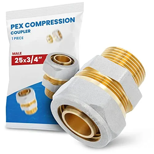 Schraubfitting Fitting Kupplung Verbundrohr Rohrverbinder PEX-AL-PEX Schraub-Kupplung Klemmverschraubungen Verschraubung Verbinder 25 x 3/4'' AG Sanitärsystem