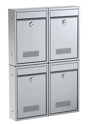 BASI 4er Set Wandbriefkasten in Silber Matt von BASI