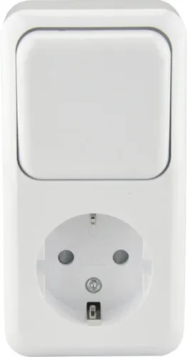 Unitec Kombi Aus- und Wechselschalter mit Steckdose Standard weiß Schalter
