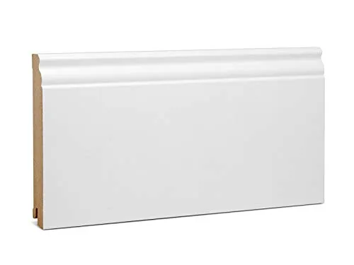 KGM Hamburger Sockelleiste Altberliner Profil – Weiß folierte MDF Fußbodenleiste – Maße: 2400 x 19 x 145 mm – 1 Stück