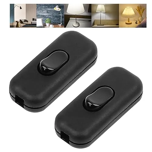 Stück Inline Schalter Zwischenschalter,Kabelschalter, 2-adrige und 3-adrige Zuleitungen, für alle Arten von Elektrischen Lampen, Tischlampen (Schwarzer) 2