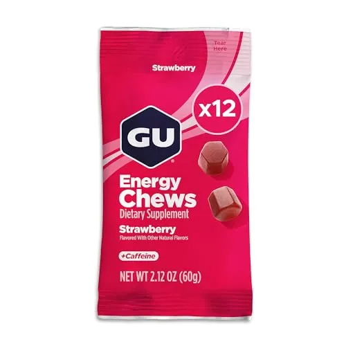 GU Energy Chews Fruchtgummis Strawberry Erdbeere 12 x 60 Gramm