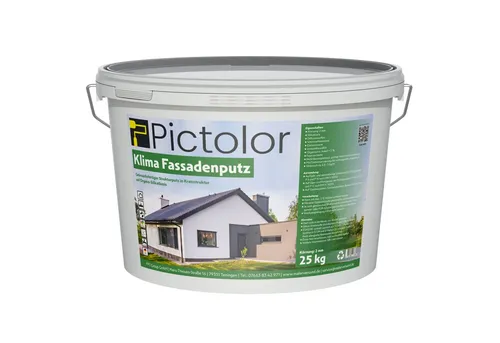 Pictolor Klima-Fassadenputz 25kg - 2mm Körnung - Putz für diffusionsoffene, schimmelhemmende Fassaden, ideal für einfache Verarbeitung und gleichmäßige Flächen. Perfekt für unbeschichteten Beton und tragfähige Putze.