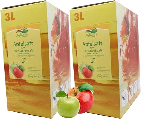 BLEICHHOF® Apfelsaft klar - Direktsaft, vegan, Bag-in-Box (2x3l)