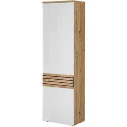 Garderobenschrank MILAN Hochschrank Artisan Eiche Nb. / Weiß - Drohnen - Moderner Garderobenschrank mit harmonischer Farbkombination und großzügigem Stauraum, ideal für kleine Räume und leicht zu montieren.