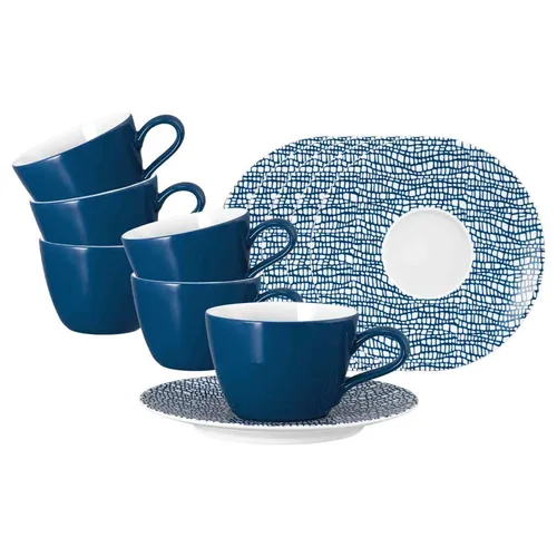 Seltmann Weiden Life Fashion Kaffeetasse mit Untertasse 6er Set - Classic Blue - Thermobehälter aus hochwertigem Porzellan, spülmaschinenfest und ideal für den täglichen Gebrauch oder besondere Anlässe.