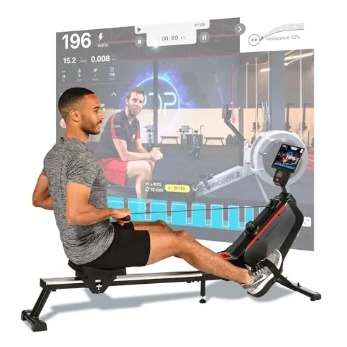 Christopeit Rudergerät RW 1000 – Magnetbremssystem für effektives Training - Rudergeräte für Zuhause mit 8 Widerstandsstufen, Bluetooth-kompatibel für interaktive Workouts und klappbar für platzsparende Aufbewahrung.