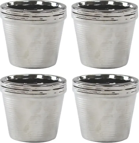 Pflanz-Gefäß Topf silber klein - 7 x 6,5 cm 4 Stück