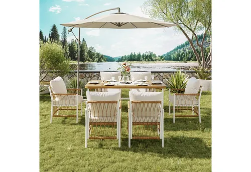 Okwish Gartenmöbel-Set Beige – Modernes Loungemöbel für den Außenbereich - Stylisches Gartenmöbel-Set in Beige mit stabilen Metallgestellen und komfortablen Polstern. Ideal für gesellige Stunden im Freien, ob auf der Terrasse oder im Garten.