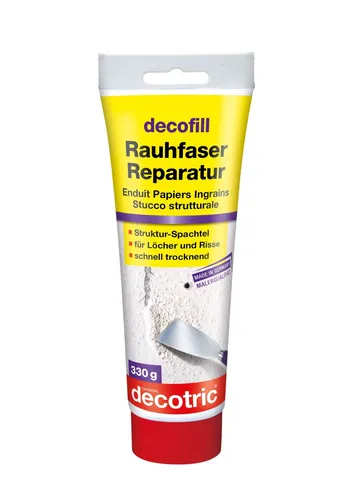 decotric decofill Rauhfaser Reparatur 330g - Mörtel, Putz, Zement & Gips - Gebrauchsfertige, lösungsmittelfreie Spachtelmasse, ideal zum Ausbessern von Wänden und Fliesen, schleifbar und perfekt für Heimwerkerprojekte.