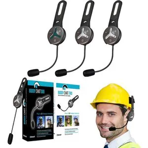 BuddyChat Trio - Gegensprechanlage mit 3X Bluetooth Modulen, bis 1 km Reichweite, DSP-Geräuschunterdrückung und Smartphone-Verbindung für klare Kommunikation