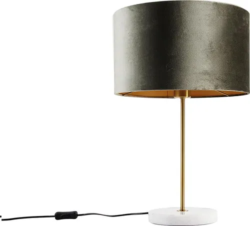 QAZQA Klassisch Antik Tischleuchte Kaso mit grünem Samtschirm - Elegante Tischleuchte Kaso aus Stahl mit grünem Samtschirm, ideal für Wohnzimmer und Schlafzimmer. Sie sorgt für warmes Licht und setzt stilvolle Akzente in deiner Einrichtung.