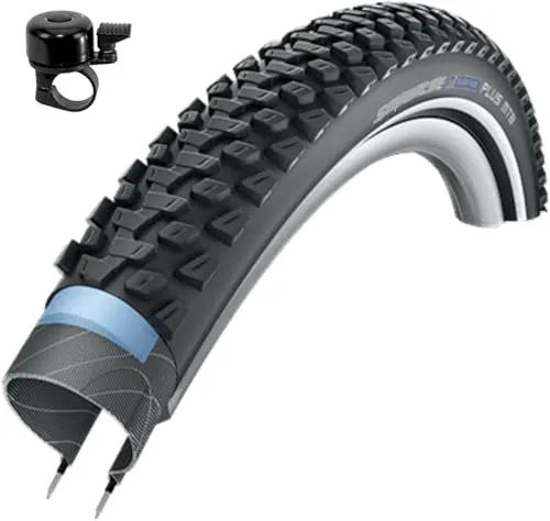 Schwalbe Marathon Plus MTB Unplattbar Reifen mit Reflex 54-559 (26 x 2,10) inkl. Fahrradklingel 1 x