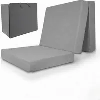 Beautissu Premium XL Klappmatratze 90x200cm Gästebett faltbar inkl. Husse – extra dick 14cm Visco-Matratze optimaler Härtegrad H3 hoher Schlafkomfort – waschbar Gästematratze klappbar – Grau