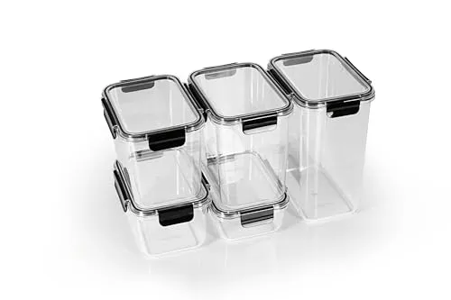 GOURMETmaxx Frischhaltedosen 5er-Set - Vorratsdosen-Set, tropfsicher und langlebig, ideal für die einfache Organisation und Aufbewahrung von Lebensmitteln in Gefrierschrank und Spülmaschine.