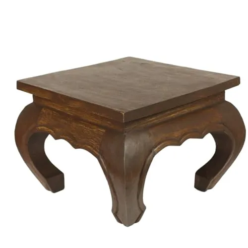 Opiumtisch Beistelltisch Massivholz Dunkelbraun 30x30x24cm