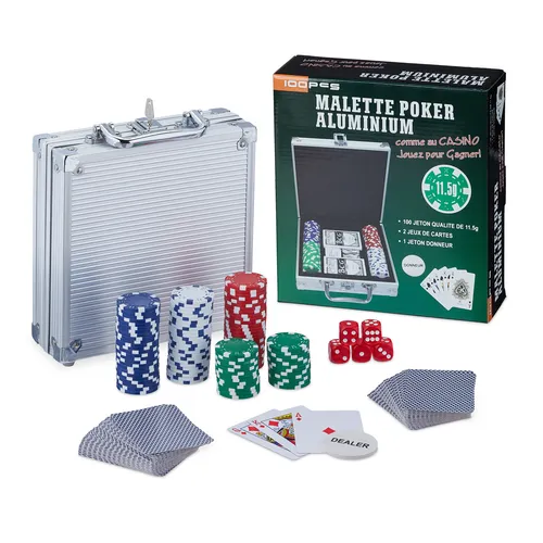 Pokerkoffer Pokerset mit abschließbarem Aluminium-Koffer - Poker & klassische Kartensets - Ideal für bis zu 10 Spieler, sicher und stilvoll im abschließbaren Aluminium-Koffer!