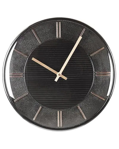 Beliani Moderne Wanduhr Daroca 34 cm - Elegante Wanduhr in Weiß ohne Ziffern, ideal für einen glamourösen Wohnstil. Hergestellt aus pflegeleichtem Metall und Kunststoff, perfekt für Wohnzimmer oder Flur.